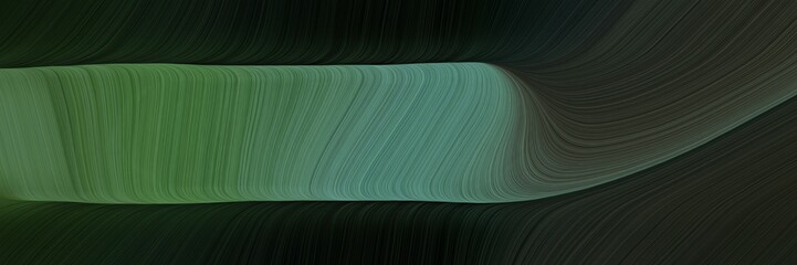 Poster - elegant decorative horizontal header with very dark green, dim gray and dark slate gray colors. fluid curved lines with dynamic flowing waves and curves