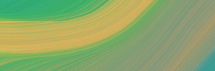 Poster - elegant artistic horizontal header with dark sea green, sandy brown and medium sea green colors. fluid curved flowing waves and curves