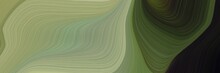 Elegant Colorful Horizontal Header With Gray Gray, Very Dark Green And Dark Sea Green Colors. Fluid Curved Flowing Waves And Curves
