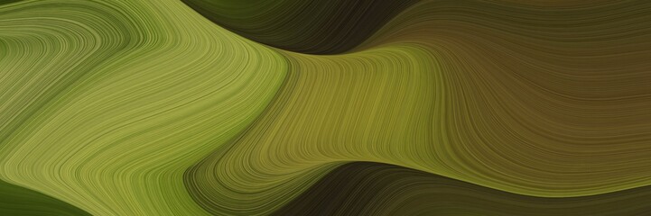 Aufkleber - elegant decorative horizontal banner with dark olive green, yellow green and olive drab colors. fluid curved flowing waves and curves