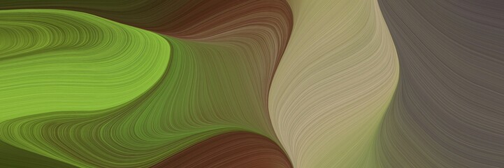 Aufkleber - elegant colorful banner design with dark olive green, dark khaki and very dark green colors. fluid curved lines with dynamic flowing waves and curves