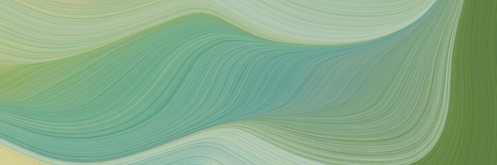 Poster - elegant modern horizontal banner with dark sea green, dark olive green and ash gray colors. fluid curved flowing waves and curves