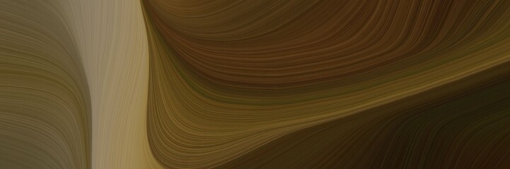 Poster - elegant artistic header with chocolate, very dark green and pastel brown colors. fluid curved lines with dynamic flowing waves and curves