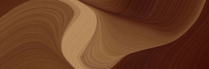Poster - elegant surreal horizontal header with chocolate, peru and pastel brown colors. fluid curved flowing waves and curves