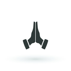 Hands folded in prayer icon. Flat hands folded in prayer vector icon for web design isolated on white background