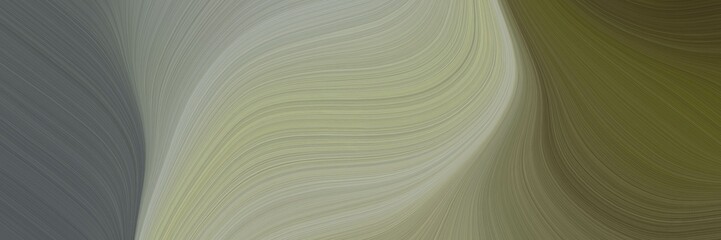 Poster - elegant artistic designed horizontal header with gray gray, dark sea green and dark olive green colors. fluid curved lines with dynamic flowing waves and curves