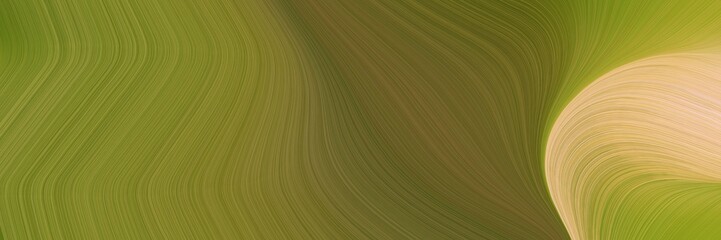 Poster - elegant decorative horizontal banner with olive drab, skin and dark khaki colors. fluid curved lines with dynamic flowing waves and curves