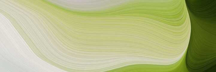 Poster - elegant dynamic designed horizontal header with tan, very dark green and yellow green colors. fluid curved flowing waves and curves