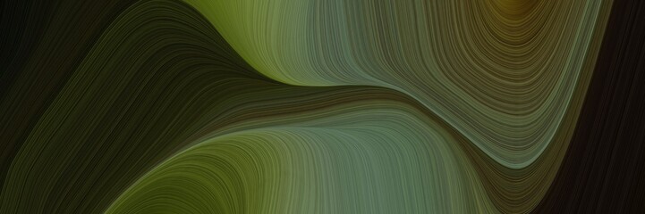 Poster - elegant dynamic header with very dark green and dark olive green colors. fluid curved flowing waves and curves