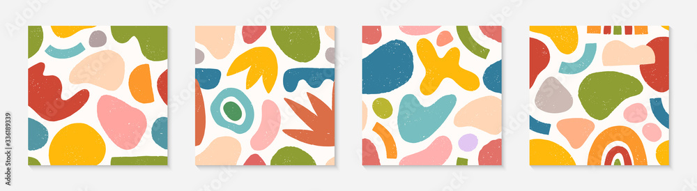 Set of creative artistic seamless patterns.Colorful hand drawn organic ...