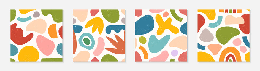 Wall Mural - set of creative artistic seamless patterns.colorful hand drawn organic shapes,lines,doodles and elem