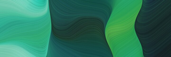 Aufkleber - elegant modern banner with medium sea green, dark slate gray and sea green colors. fluid curved flowing waves and curves