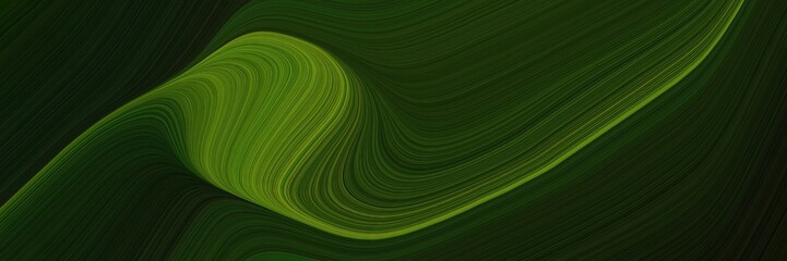 Aufkleber - elegant colorful designed horizontal banner with very dark green, dark green and dark olive green colors. fluid curved lines with dynamic flowing waves and curves