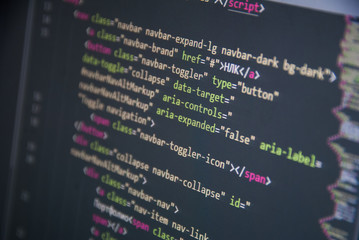 html css javascript programming language web code. syntax closeup. programming concept