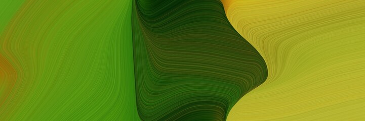 Aufkleber - elegant dynamic banner with dark green, yellow green and very dark green colors. fluid curved flowing waves and curves