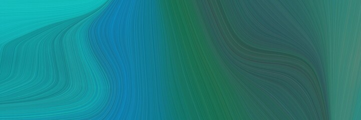 Poster - elegant surreal horizontal header with dark slate gray, light sea green and dark cyan colors. fluid curved flowing waves and curves