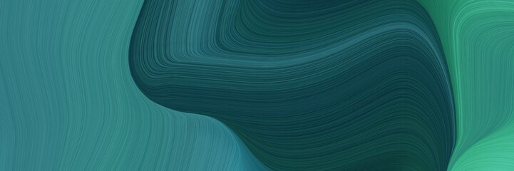 Aufkleber - elegant dynamic designed horizontal banner with teal blue, dark slate gray and medium sea green colors. fluid curved flowing waves and curves