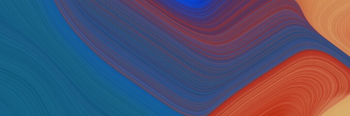 Aufkleber - elegant artistic horizontal header with dark slate blue, teal blue and coffee colors. fluid curved lines with dynamic flowing waves and curves