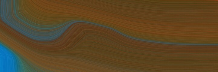 Aufkleber - elegant dynamic horizontal banner with dark olive green, chocolate and strong blue colors. fluid curved flowing waves and curves