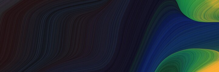 Aufkleber - elegant artistic horizontal banner with very dark blue, sea green and golden rod colors. fluid curved lines with dynamic flowing waves and curves
