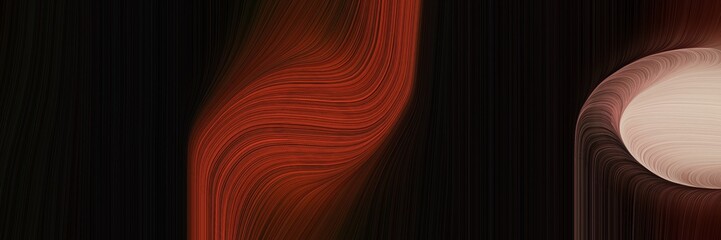 Poster - elegant decorative designed horizontal header with indian red, black and sienna colors. fluid curved flowing waves and curves
