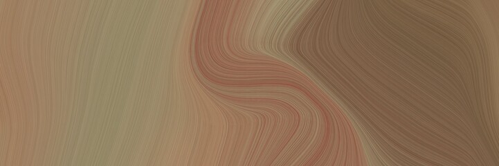 Poster - elegant modern horizontal header with pastel brown, brown and dark olive green colors. fluid curved flowing waves and curves
