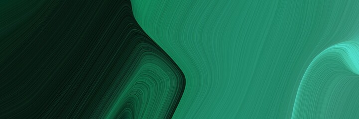 Aufkleber - elegant surreal designed horizontal banner with sea green, very dark green and medium turquoise colors. fluid curved lines with dynamic flowing waves and curves