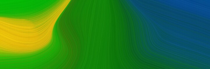 Poster - elegant flowing header design with forest green, golden rod and teal green colors. fluid curved lines with dynamic flowing waves and curves