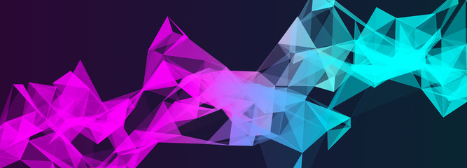 Aufkleber - Abstract polygonal space. Triangular colorful background. 3d illustration. Widescreen