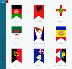 Wall Mural - Nine vector vertical flag set. Vertical icon with flag.