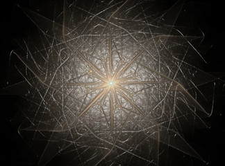 Poster - Abstract fractal background - computer-generated image. Digital art. Converging toward the center of the circles.