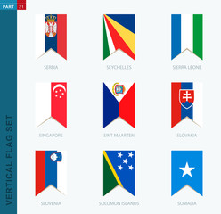 Wall Mural - Nine vector vertical flag set. Vertical icon with flag.