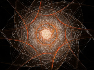 Poster - An abstract computer generated modern fractal design on dark background. Abstract fractal color texture. Digital art.