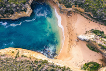 Aerial View Of Loch And Gorge In, Port Campbell, Victoria, Australia.