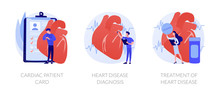 Ischemic Heart Disease. Heart Care. Cardiovascular Disease. Cardiac Patient Card, Heart Attack Diagnosis, Treatment Of Heart Disease Metaphors. Vector Isolated Concept Metaphor Illustrations