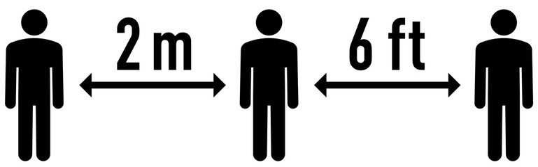 Social Distancing 2 meter and 6 Feet pictogram. Coronavirus 2019-nCoV. Corona virus Concepts. Coronavirus covid-19 outbreak prevention. People keeping distance. Distance sign protection. Social distan