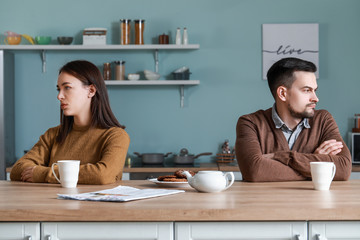 Sticker - Quarreled young couple in kitchen