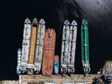 Aerial View Of Old Barges