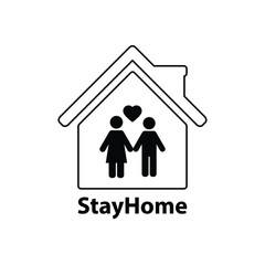 Wall Mural - stay home icon  sign lockdown icon home icon with lock symbol quarantine 