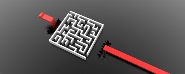 Poster - Maze background, risk and solution illustration concepts. Original 3d rendering