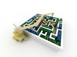 Poster - Maze background, risk and solution illustration concepts. Original 3d rendering