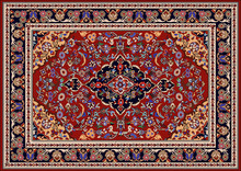 Illustrated Persian Carpet Original Design, Tribal Texture. 
