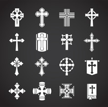 Cross Icons Set On Background For Graphic And Web Design. Creative Illustration Concept Symbol For Web Or Mobile App