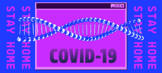 Aufkleber - Conceptual illustration for  Coronavirus Disease 2019 (COVID-19) Quarantine. DNA helix and inscription.