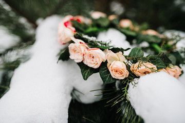 elegant wedding bouquet of fresh natural flowers