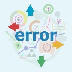 Poster - text error. web design concept. set of line icons and word typography on background