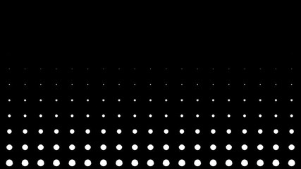Poster - Dynamic black and white composition with dots scaling. Retro and vintage pattern animation