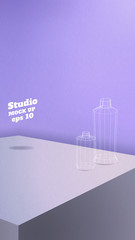 Poster - Studio table background.Vector,pastel purple gradient product display block wall.mockup for display of design.Vertical Banner for advertise product.16 9 ratio