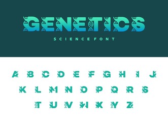 Wall Mural - Collection of Science Genetic Font, Set of DNA Helix Letter alphabets Logo designs icon vector, Chromosome initial Logo Template