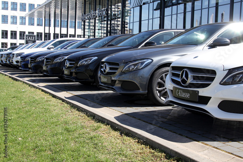 Nurnberg Germany Official Dealer Of Mercedes Benz Mercedes Benz Is A German Luxury Automobile Manufacturer Cars In Row Stock Photo Adobe Stock